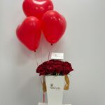 Red Aura Rose Box with Balloon