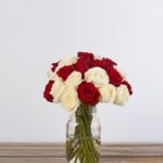 Ruby & White Rose Vase